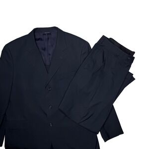 Brooks Brothers Navy Two Piece Suit Brookscool Poplin Size 43R 38W Cotton Blend